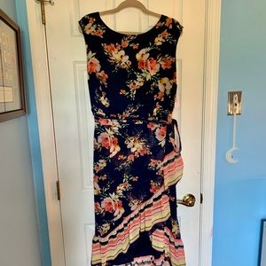 Dressbarn Navy Floral High-Low Dress